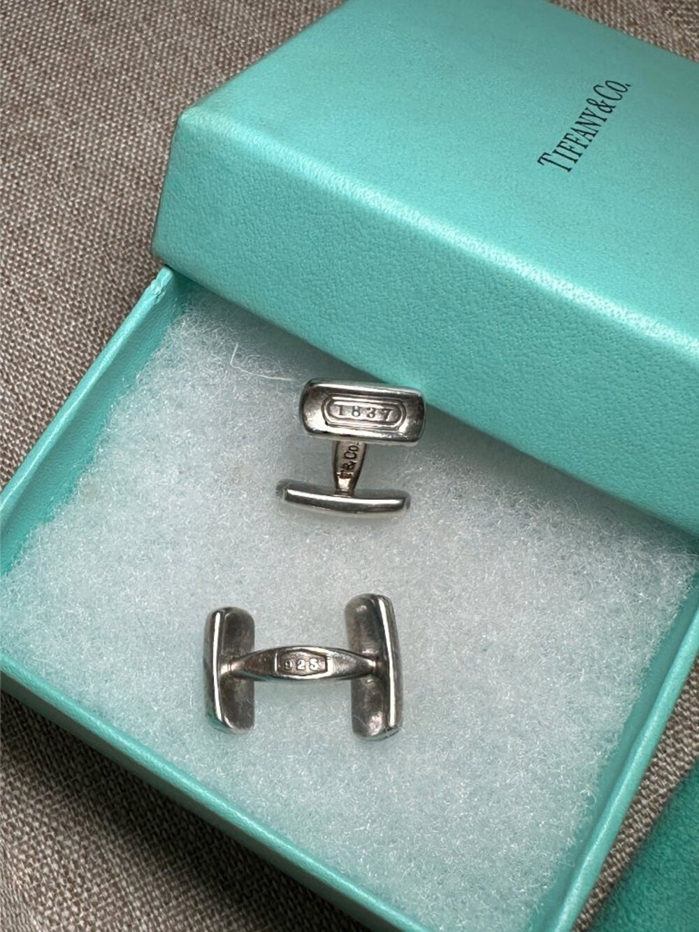 Vintage 1987 Tiffany & Co. Sterling Silver Cufflinks Set with Box & Pouch